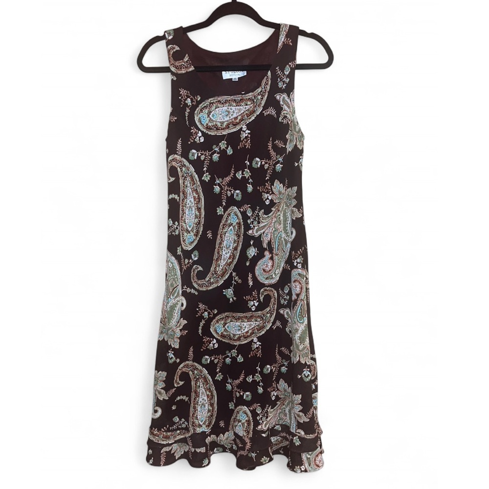 Y2K Brown Paisley Print Dress